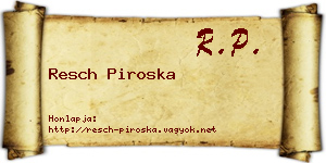 Resch Piroska névjegykártya